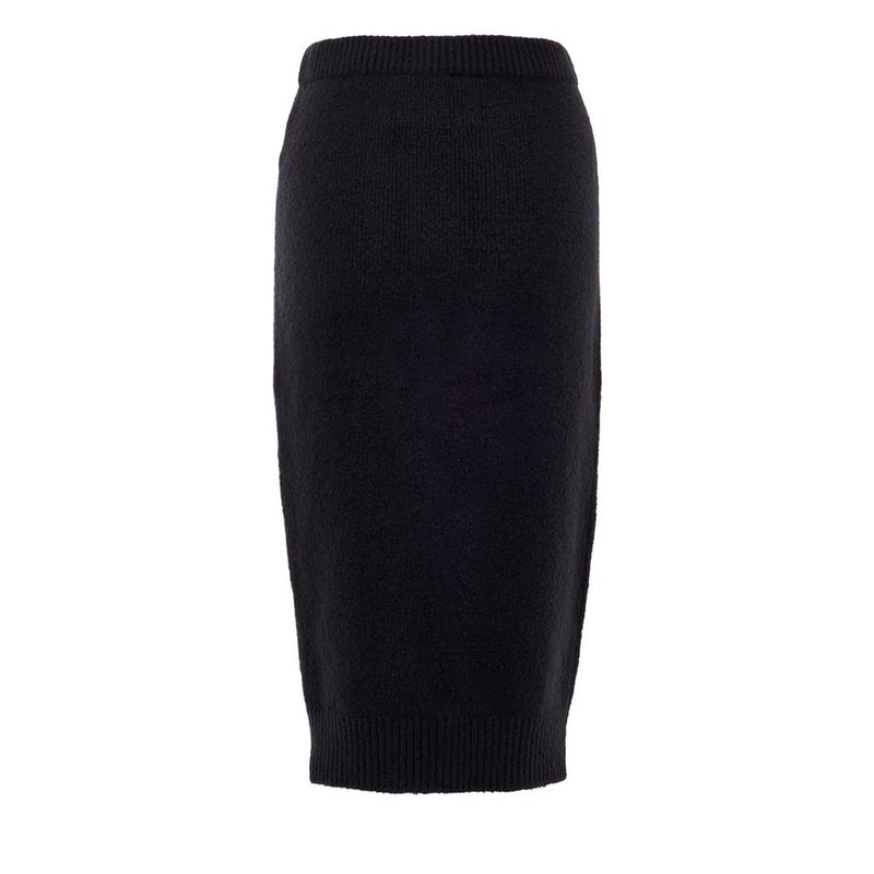 Black Cotton Midi Skirt