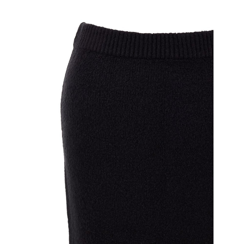 Black Cotton Midi Skirt