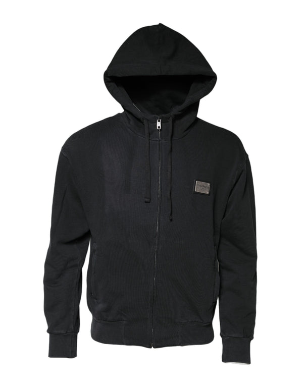 Black Logo Full Zip Hooded Sweatshirt Sweater