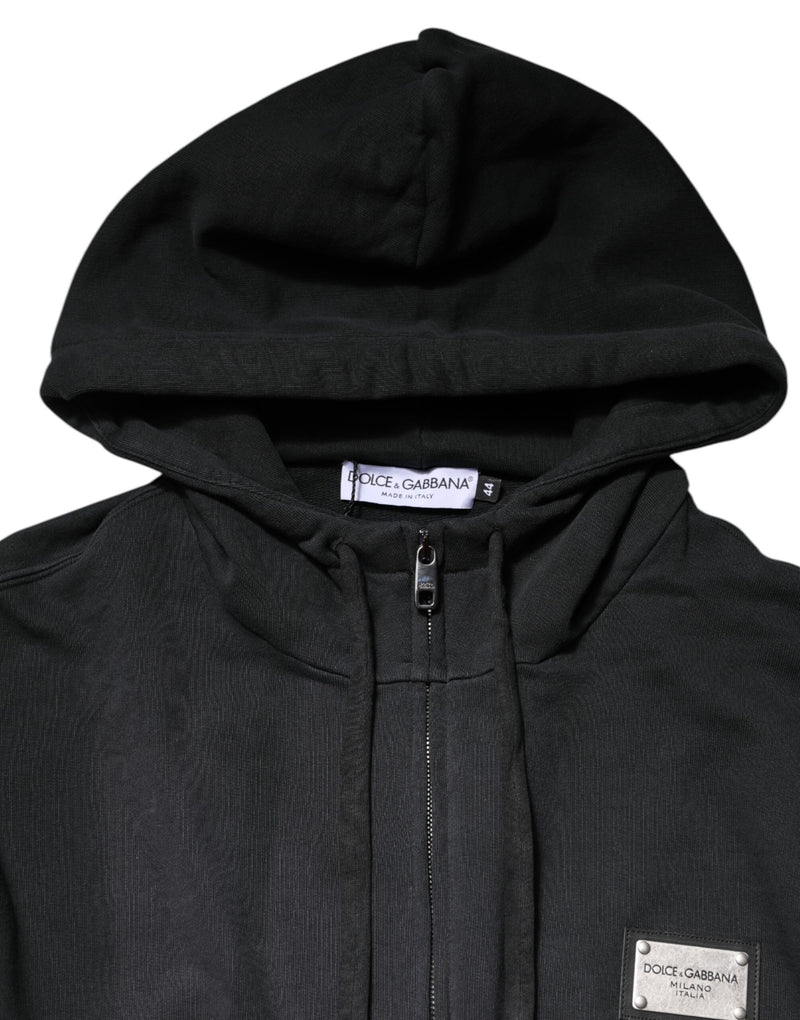 Black Logo Full Zip Hooded Sweatshirt Sweater
