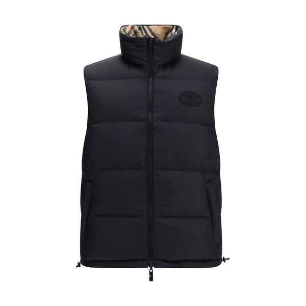 Black Polyester Sleveless Jacket