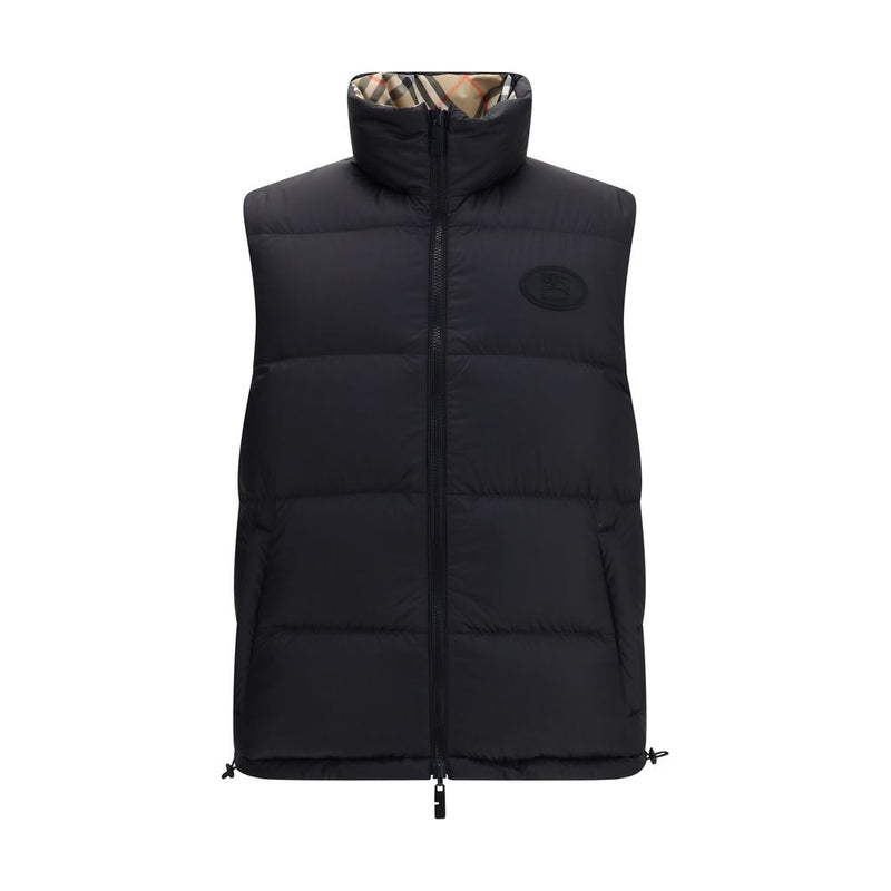 Black Polyester Sleveless Jacket