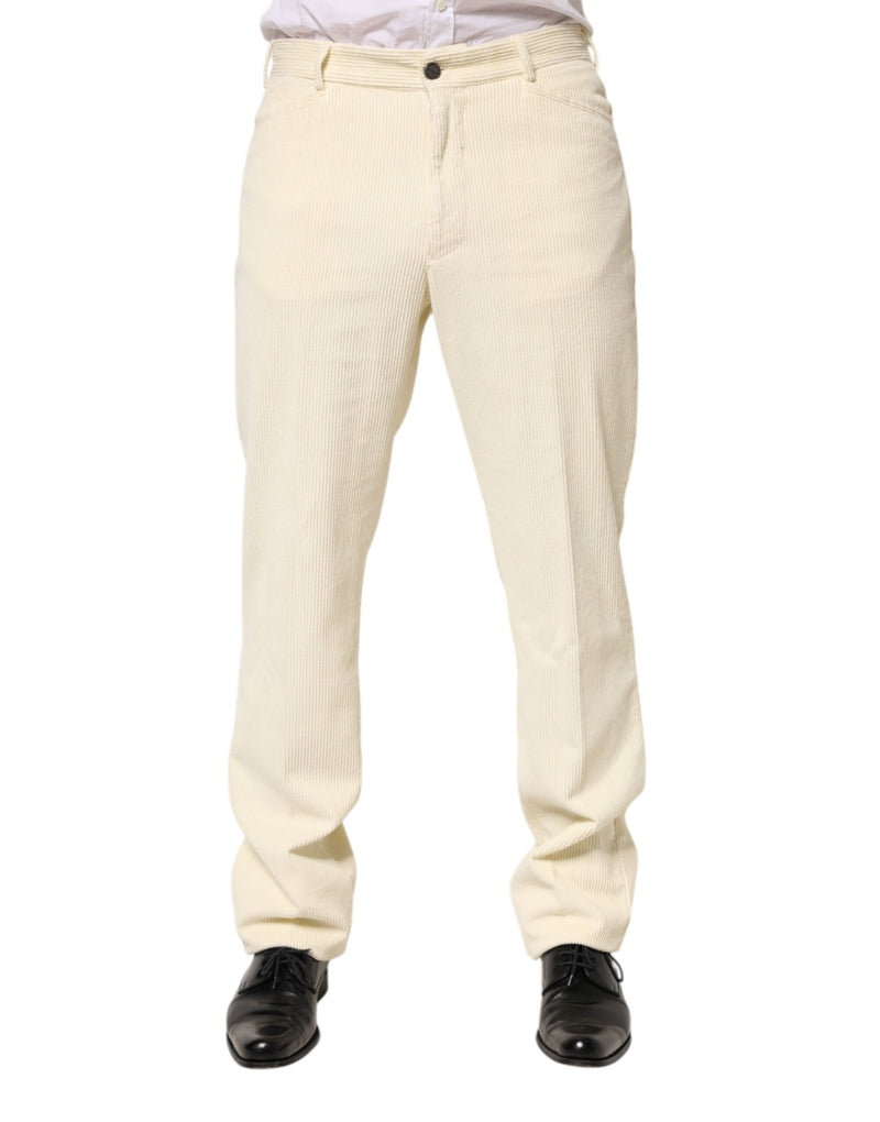 Beige Corduroy Cotton Straight Men Trouser Pants