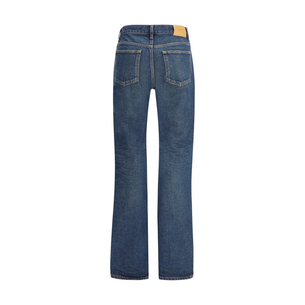 Blue Cotton Straight-Leg Jeans