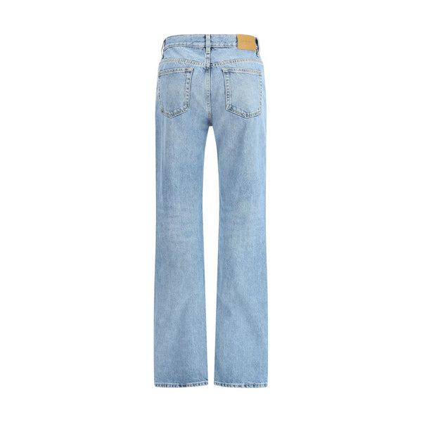 Light Blue Cotton Straight-Leg Jeans