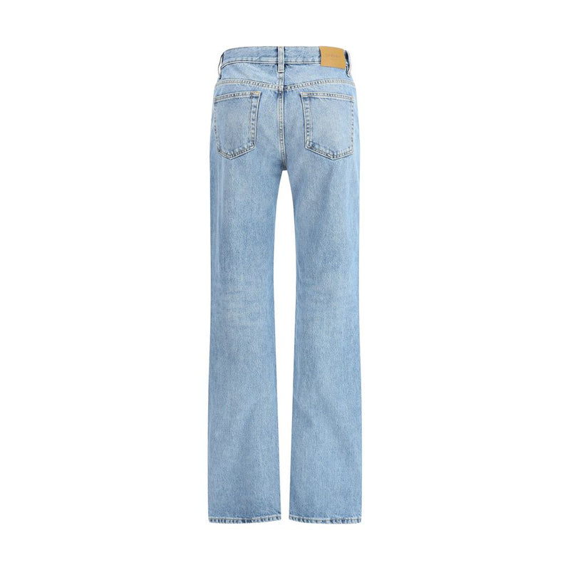 Light Blue Cotton Straight-Leg Jeans