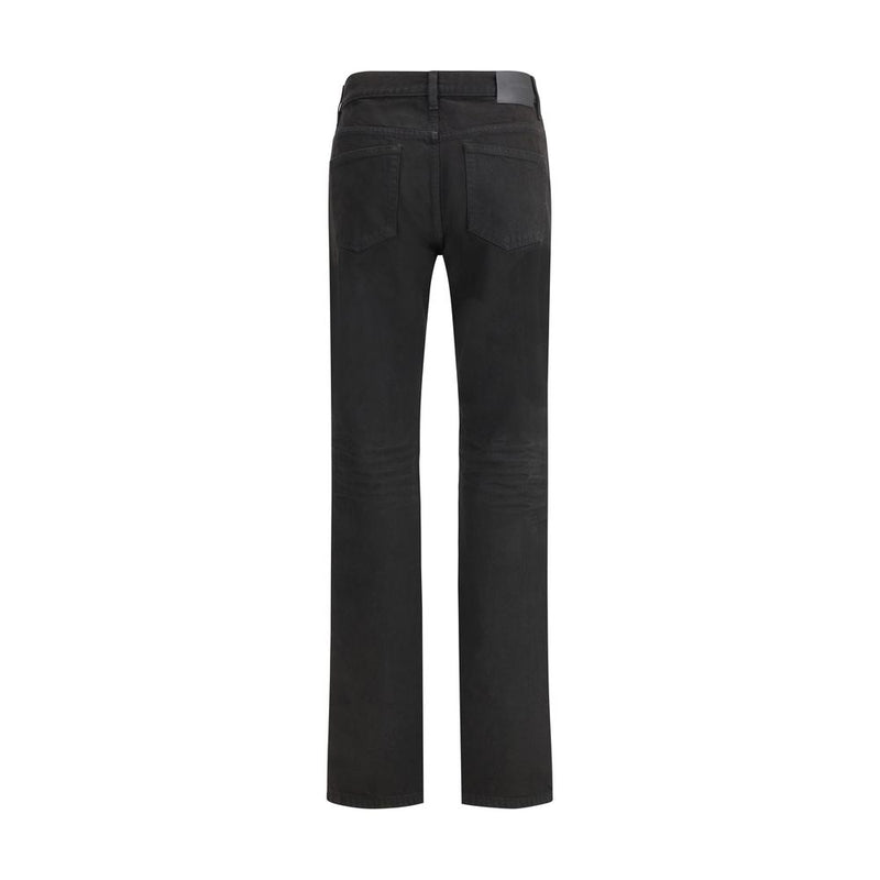Black Cotton Straight-Leg Jeans