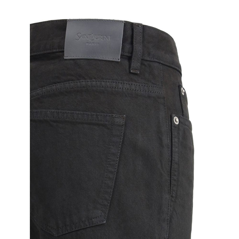 Black Cotton Straight-Leg Jeans