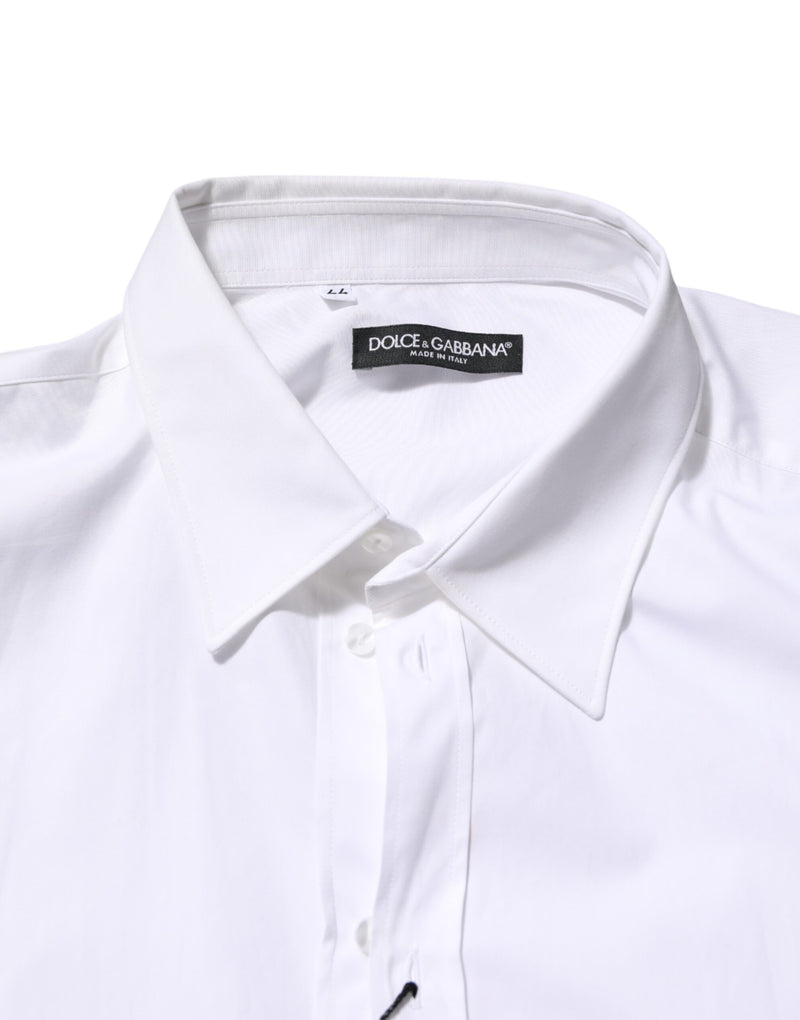White Cotton Collared Long Sleeve Men Dress Shirt