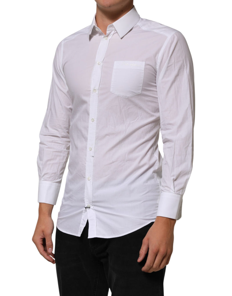 White Cotton Collared Men GOLD Dress Shirt