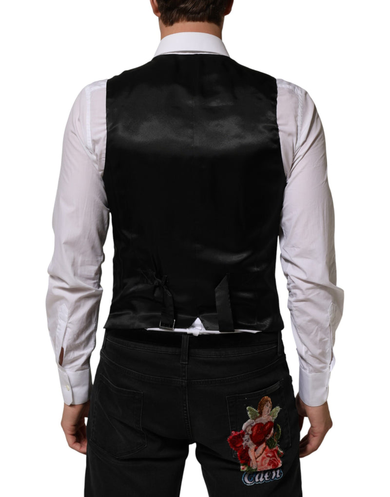 Black Polyester Dress Formal Waistcoat Vest