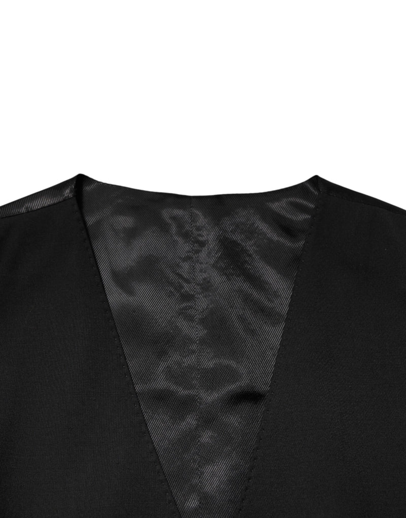 Black Polyester Dress Formal Waistcoat Vest