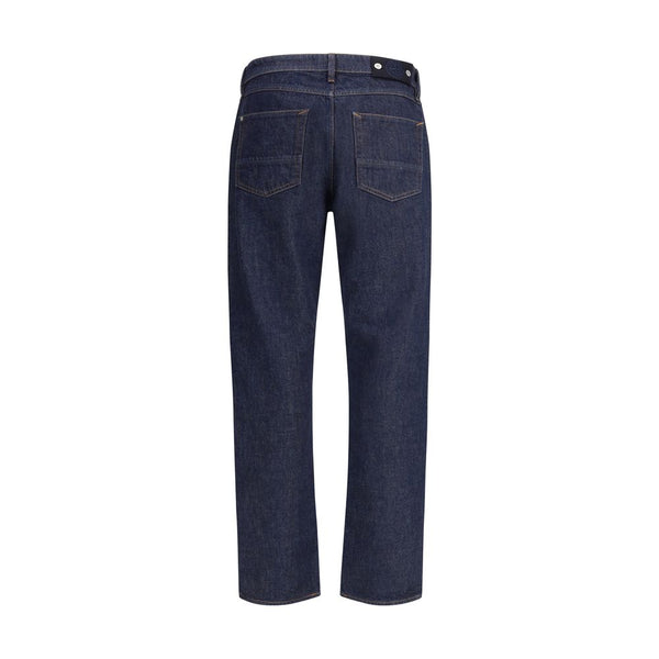 Blue Cotton Cropped Jeans