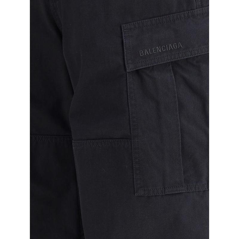 Black Cotton Cargo Pants