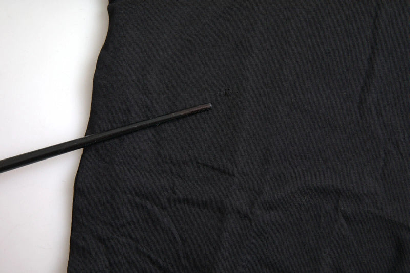 Black Cotton Logo Print Crew Neck Short Sleeves T-shirt