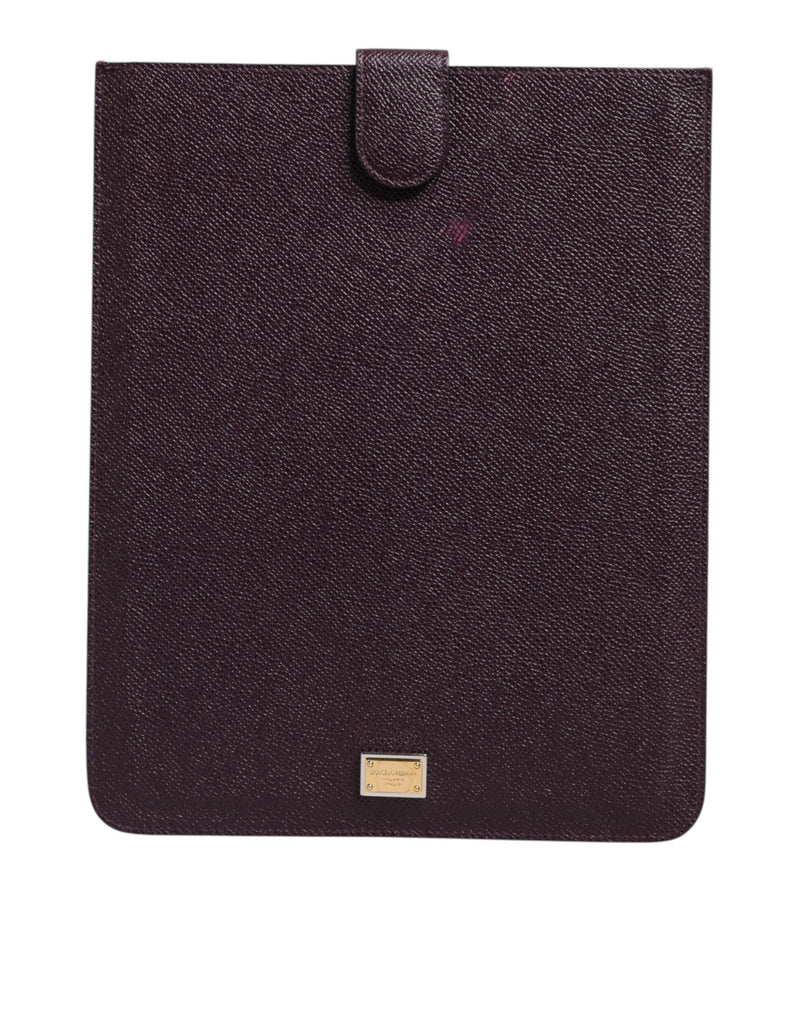 Dark Brown Leather Logo Plaque Cover Sleeve Tablet Case