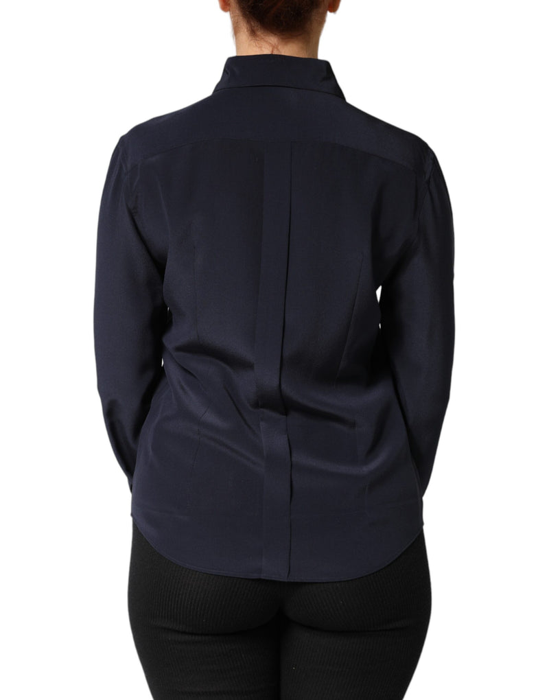 Blue Collared Long Sleeves Dress Shirt Top