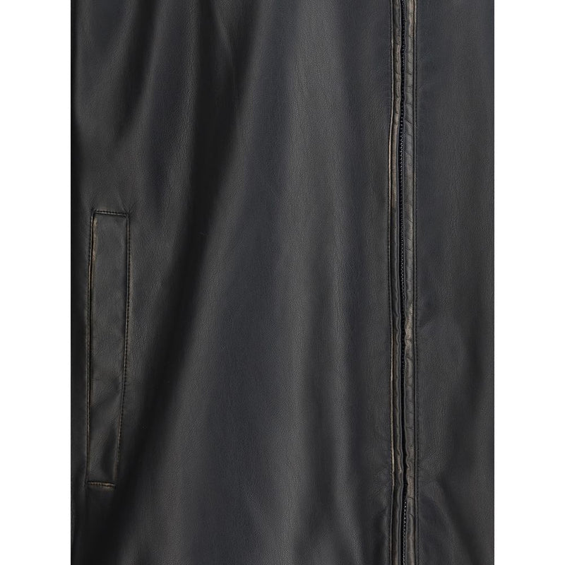 Black Polyester Biker Jacket