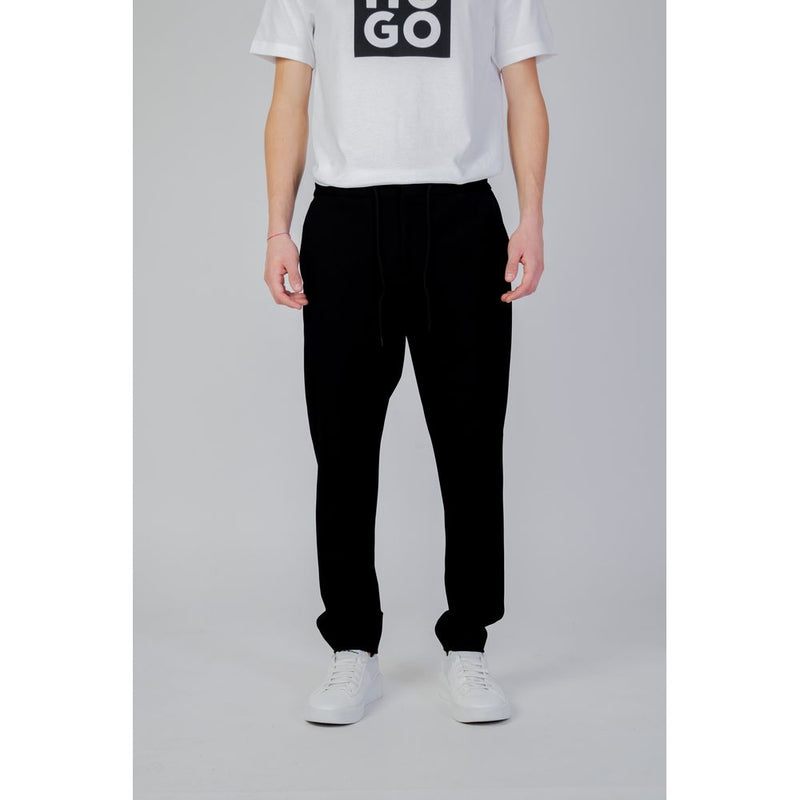 Black Polyester Casual Pants