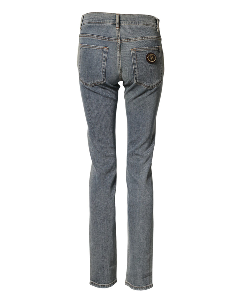 Blue Two Tone Cotton Men Skinny Denim Jeans